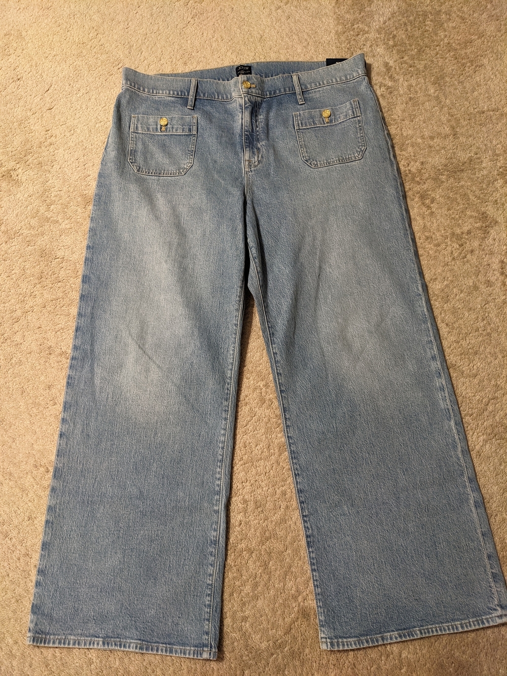 J. Crew Light Blue Wide-Leg Jeans with Front Patch Pockets